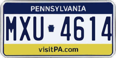 PA license plate MXU4614