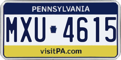 PA license plate MXU4615