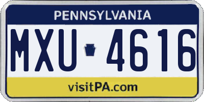 PA license plate MXU4616