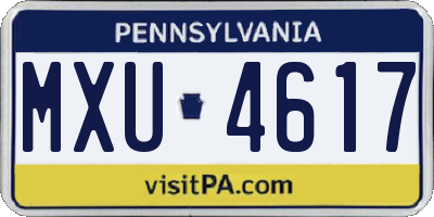 PA license plate MXU4617