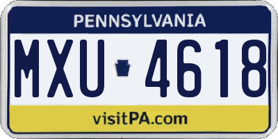 PA license plate MXU4618