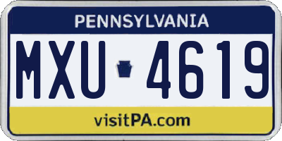 PA license plate MXU4619