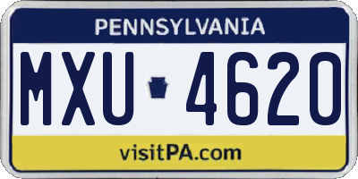 PA license plate MXU4620