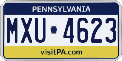 PA license plate MXU4623