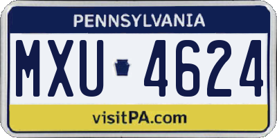 PA license plate MXU4624