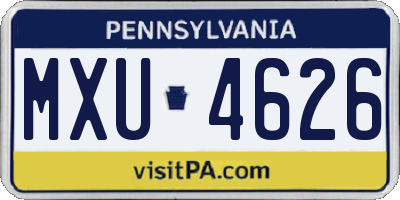PA license plate MXU4626