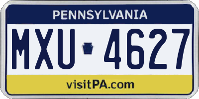 PA license plate MXU4627
