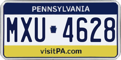 PA license plate MXU4628