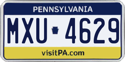 PA license plate MXU4629