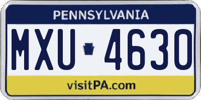PA license plate MXU4630