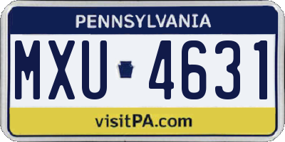 PA license plate MXU4631