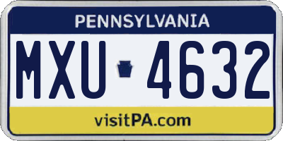 PA license plate MXU4632