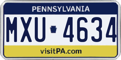 PA license plate MXU4634