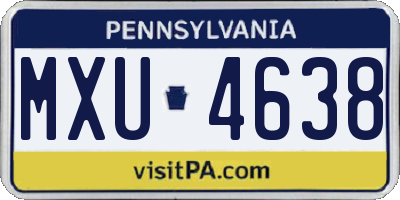 PA license plate MXU4638
