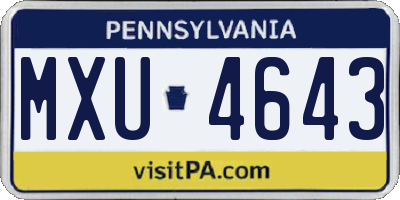 PA license plate MXU4643