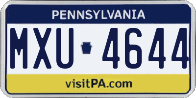 PA license plate MXU4644