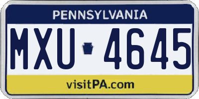 PA license plate MXU4645