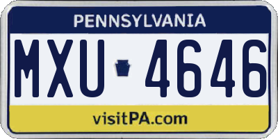 PA license plate MXU4646