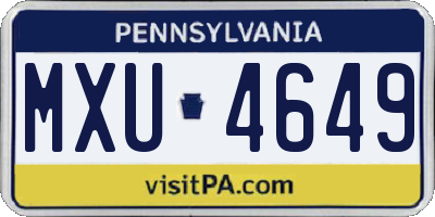 PA license plate MXU4649