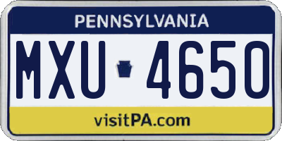 PA license plate MXU4650