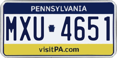 PA license plate MXU4651