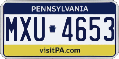 PA license plate MXU4653