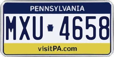 PA license plate MXU4658