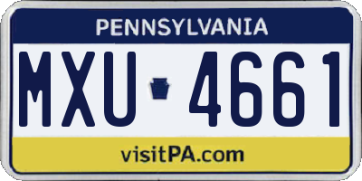 PA license plate MXU4661