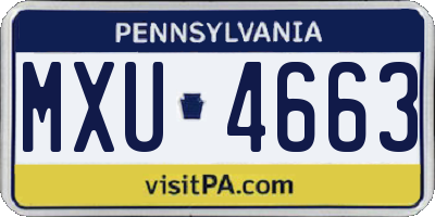 PA license plate MXU4663