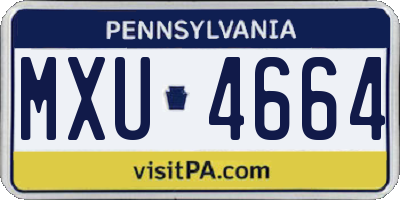 PA license plate MXU4664