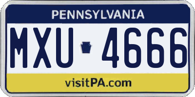 PA license plate MXU4666