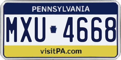PA license plate MXU4668
