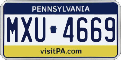 PA license plate MXU4669