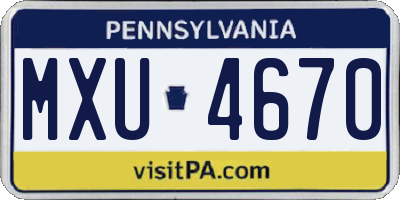 PA license plate MXU4670