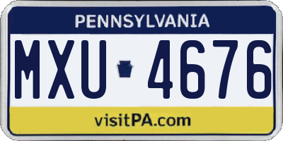 PA license plate MXU4676