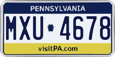 PA license plate MXU4678