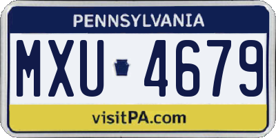PA license plate MXU4679