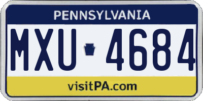 PA license plate MXU4684