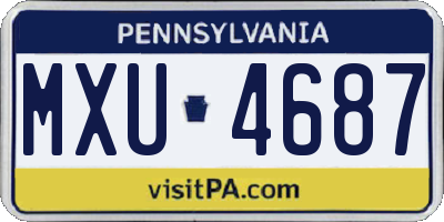 PA license plate MXU4687