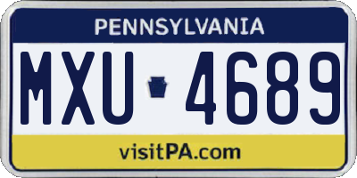PA license plate MXU4689