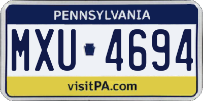 PA license plate MXU4694