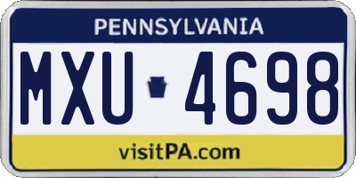 PA license plate MXU4698