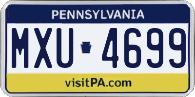 PA license plate MXU4699