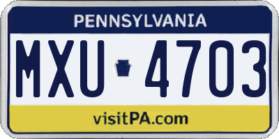 PA license plate MXU4703