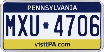PA license plate MXU4706