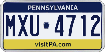 PA license plate MXU4712