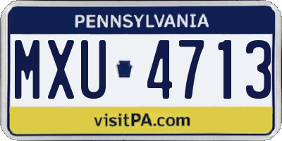 PA license plate MXU4713