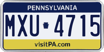 PA license plate MXU4715