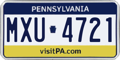 PA license plate MXU4721