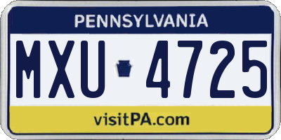 PA license plate MXU4725
